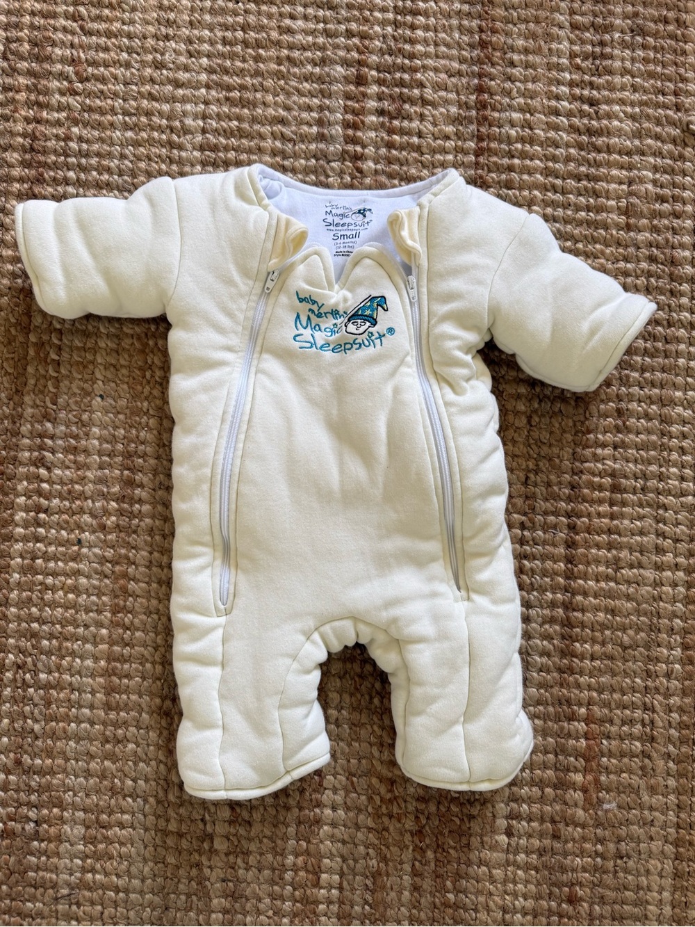 Baby Merlin’s Magic Sleepsuit Small 3-6M Cream Double Zip
